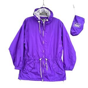 Vintage Woolrich Packable Rain Jacket Womens M Purple Camping Hiking Gorp Hooded